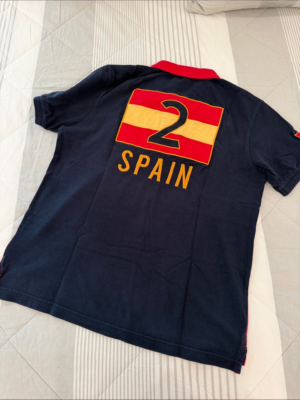U.S. Polo Assn. Navy Polo with Red Collar and Spain Patch